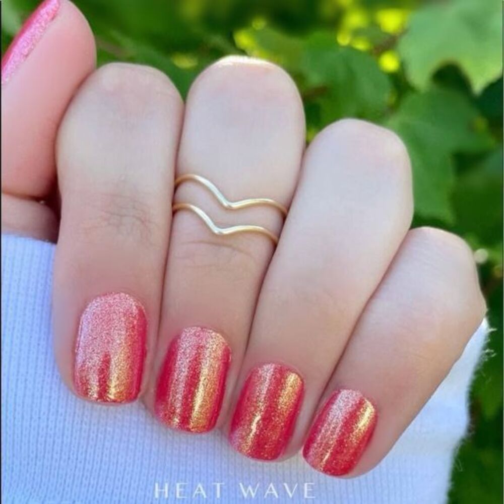Color Street - LIMITED RETIRED SET - “Heat Wave”, orange, flash of gold glitter